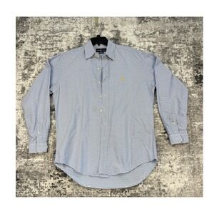 Ralph Lauren Mens Classic Fit Blue White Gingham Cotton Button Down Shirt Size M
